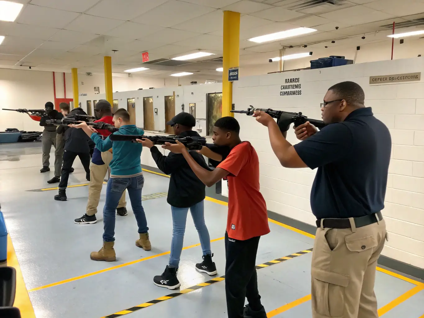 A hunter education class in session, with participants learning about firearm safety, ethical hunting practices, and wildlife conservation from a certified instructor.
