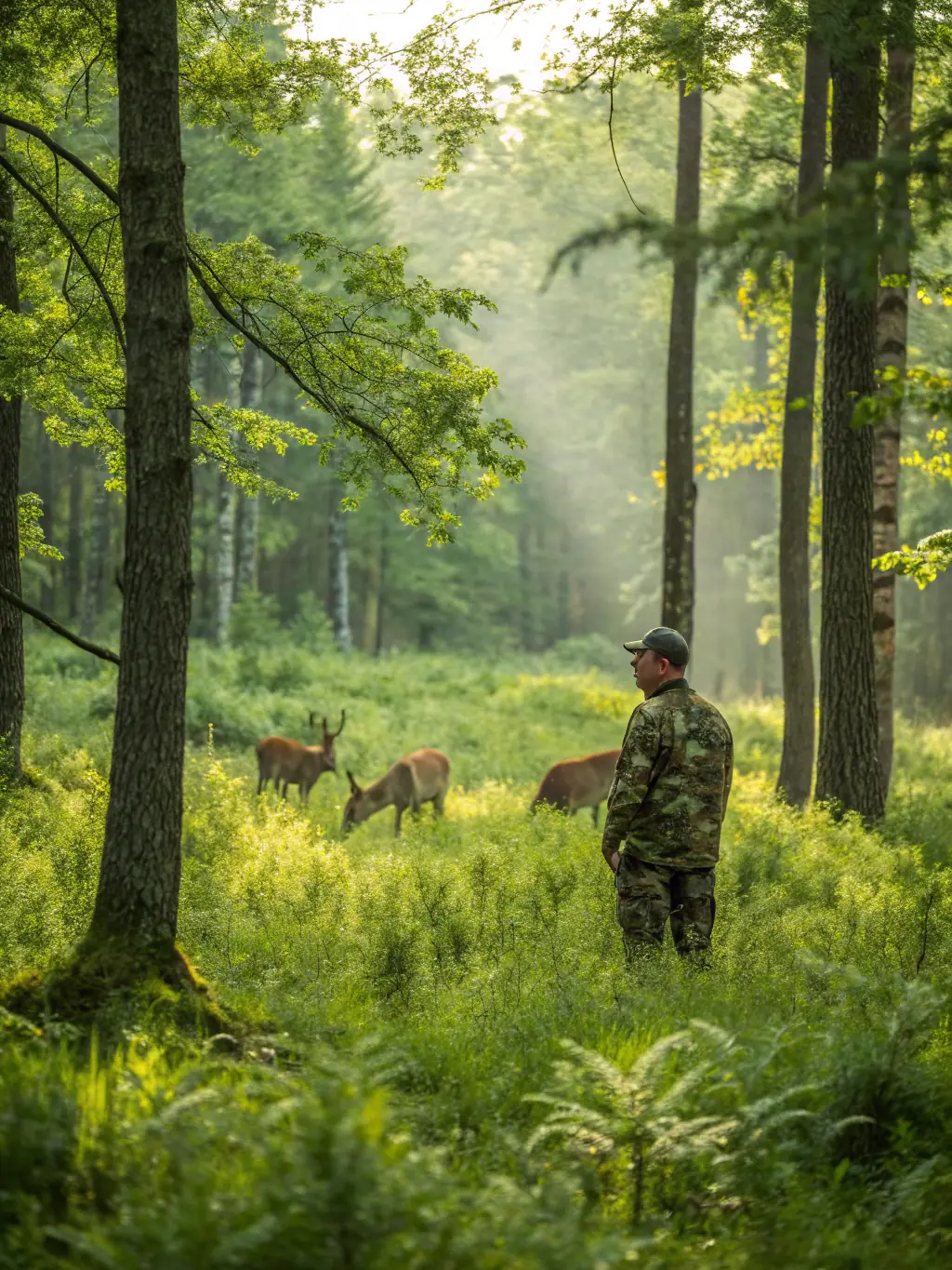 A picture of a wildlife biologist monitoring animal populations in a natural habitat.